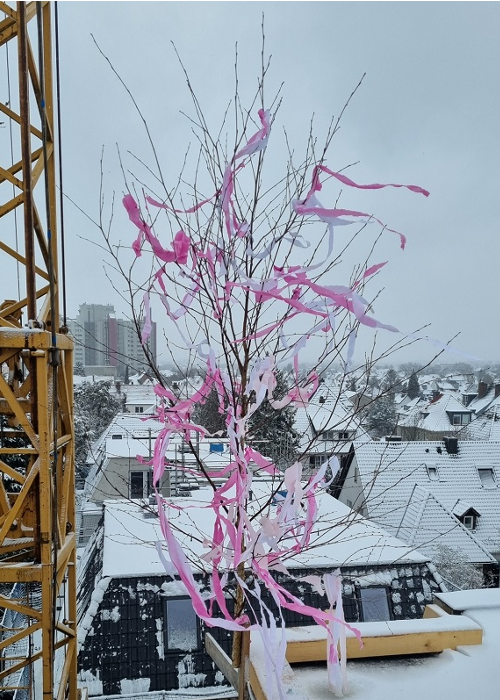April 2022: Richtbaum im Schnee