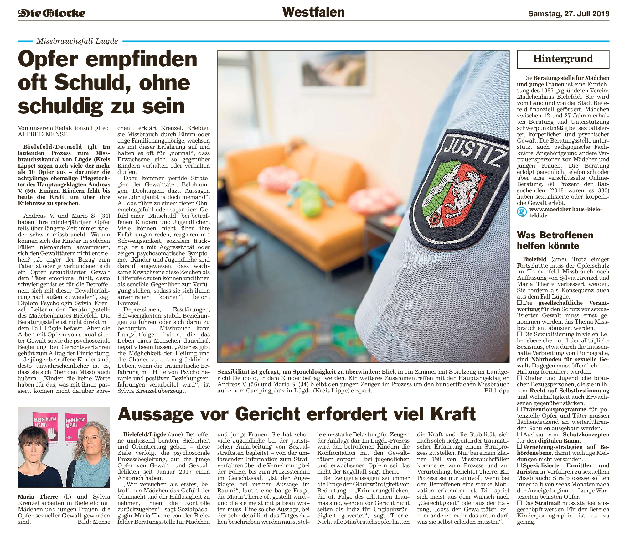 Mädchenhaus Bielefeld | Artikel | Die Glocke | Lügde