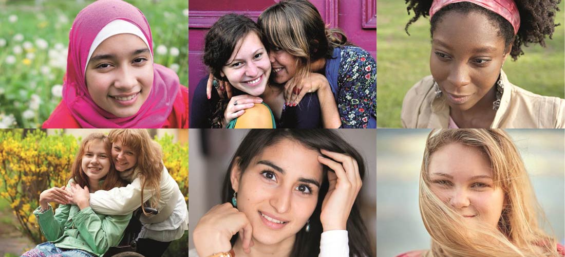 Ein Collage von sechs verschiedenen Mädchen