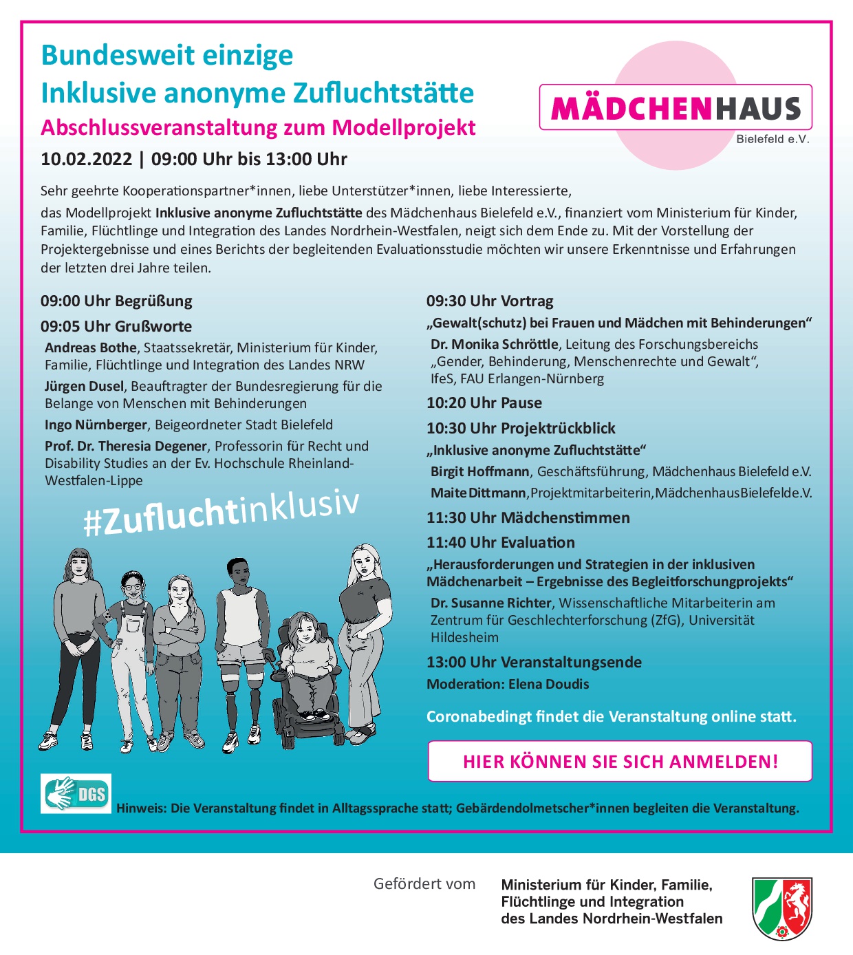 Mädchenhaus Bielefeld | Einladung Abschlussveranstaltung Modellprojekt